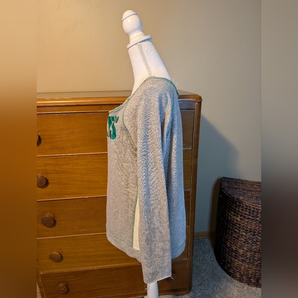 GREEN BAY PACKER Wms Metallic Green Logo Sweatshirt Raw Edges XL - Picture 6 of 13